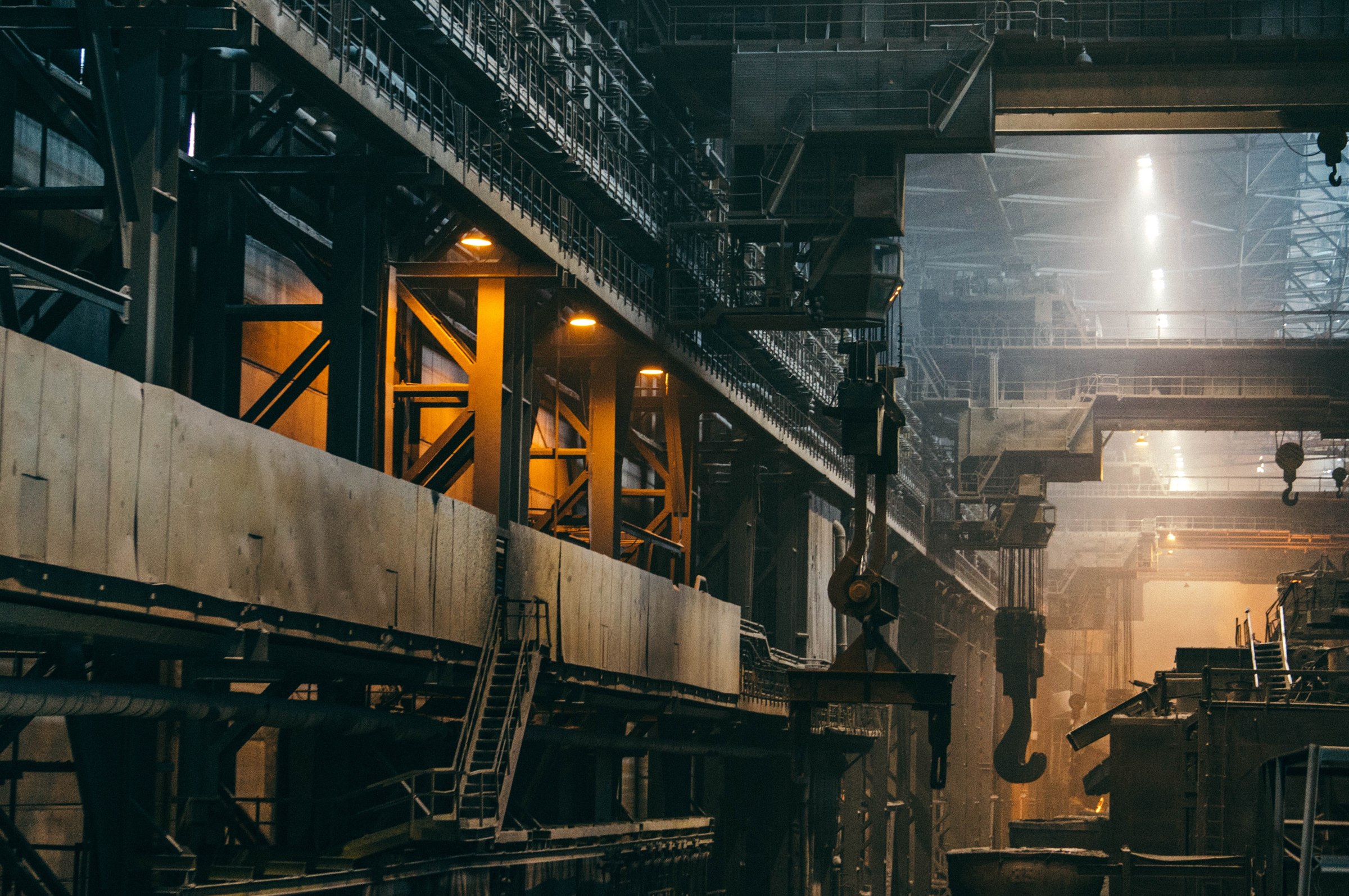 Sunlight illuminating a large manufacturing facility